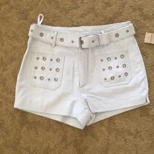 White Leather Women’s Shorts. NWT